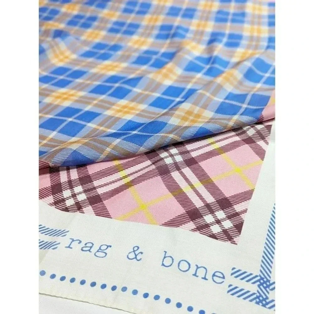 Rag & Bone Women's Pink Plaid 90 Scarf 90x90cm (MSRP $150)